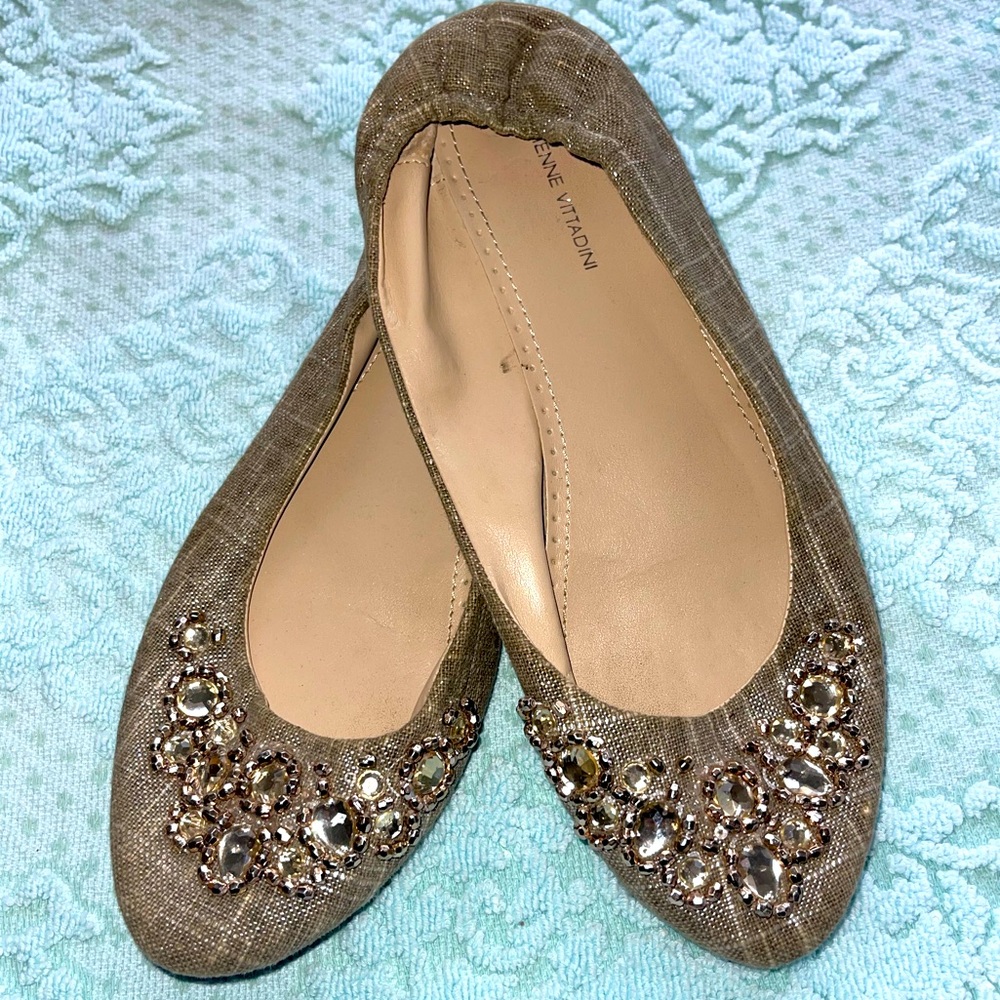 Tweed flats with gold embellishments